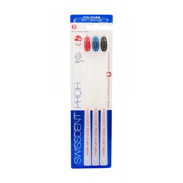 Swissdent Profi Colours Trio  3Pc Red, Blue, Black  Soft-Medium Unisex (Toothbrush)