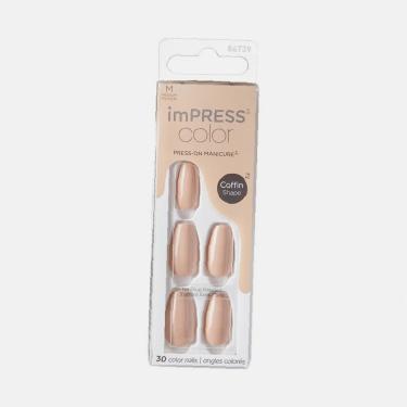 Kiss Impress Color 30Pc Coffin Shape   (False Nails) Für Frauen  506 Latte