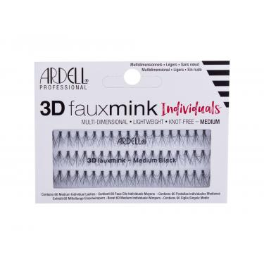 Ardell 3D Faux Mink Individuals  60Pc Medium Black  Knot-Free Für Frauen (False Eyelashes)