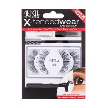 Ardell X-Tended Wear Lash System False Lashes X-Tended 105 1 Pair + Lash Glue X-Tended Wear 1 G + Applicator 1 Pc + Lash Remover 1 G + Lash Brush 1 Pc 1Pc Black  105 Für Frauen (False Eyelashes)