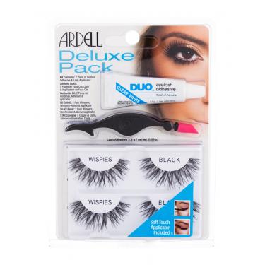 Ardell Wispies Deluxe Pack False Lashes Wispies 2 Pairs + Eyelash Glue Duo 2,5 G + Applicator 1 Pc 2Pc Black   Für Frauen (False Eyelashes)