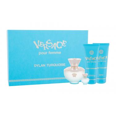 Versace Dylan Turquoise Edt 100 Ml + Edt 5 Ml + Shower Gel 100 Ml + Body Gel 100 Ml 100Ml    Für Frauen (Eau De Toilette)
