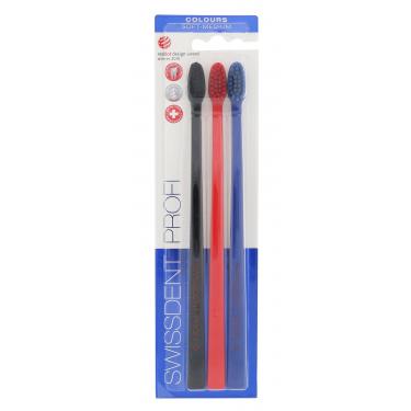 Swissdent Profi Colours Trio  3Pc Black, Red, Blue  Soft-Medium Unisex (Toothbrush)