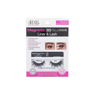 Ardell Magnetic 3D Faux Mink 854 Magnetic 3D Faux Mink Lashes 854 1 Pair + Magnetic Liquid Gel Liner 2,5 G Black 1Pc Black   Für Frauen (False Eyelashes)