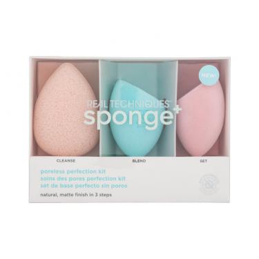 Real Techniques Poreless Perfection Kit  Miracle Cleanse Sponge + Miracle Airblend Sponge +  Miracle Powder Sponge 1Pc    Für Frauen (Applicator)